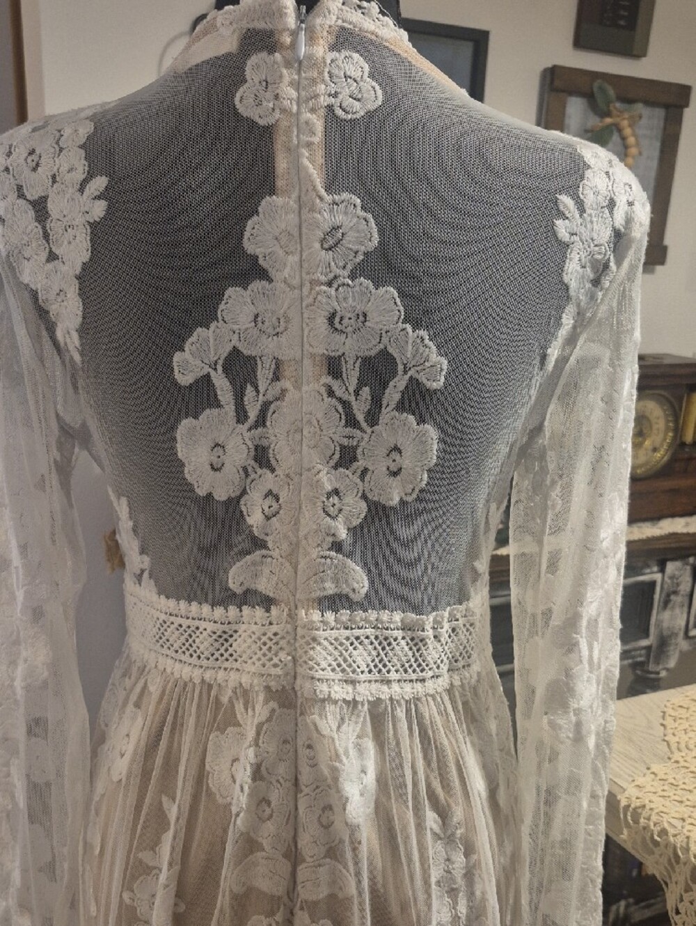 Altar'd State White Sheer Lace Maxi Dress with Floral Embroidery - Picture 11 of 16